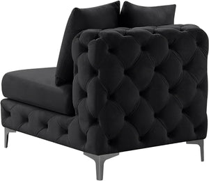Tremblay Velvet / Engineered Wood / Metal / Foam Contemporary Black Velvet Armless Chair - 30" W x 39" D x 33" H