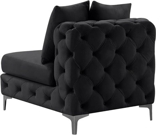 Tremblay Velvet / Engineered Wood / Metal / Foam Contemporary Black Velvet Armless Chair - 30" W x 39" D x 33" H
