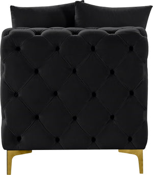 Tremblay Velvet / Engineered Wood / Metal / Foam Contemporary Black Velvet Armless Chair - 30" W x 39" D x 33" H