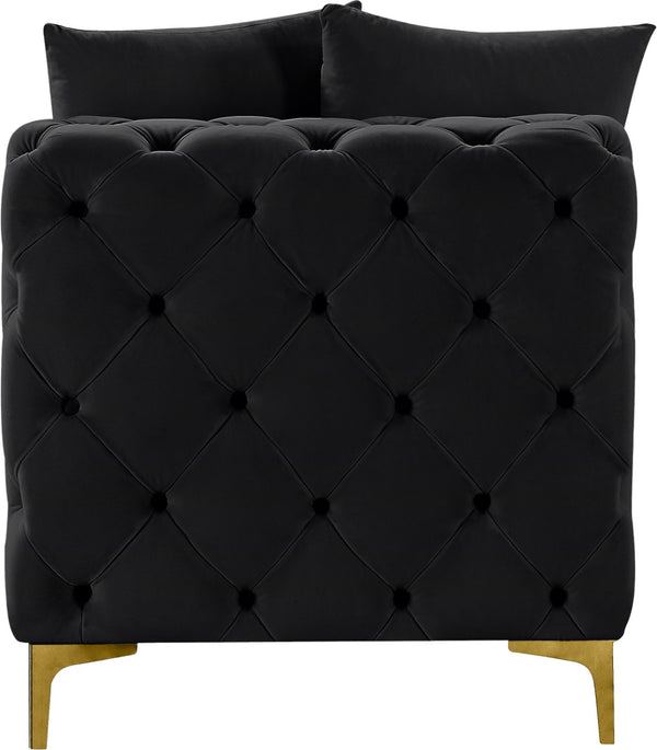 Tremblay Velvet / Engineered Wood / Metal / Foam Contemporary Black Velvet Armless Chair - 30" W x 39" D x 33" H