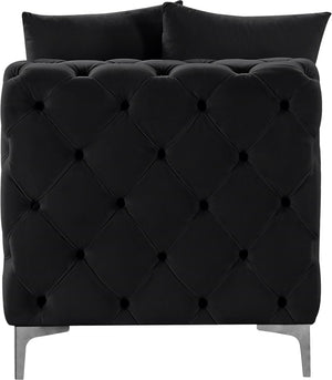 Tremblay Velvet / Engineered Wood / Metal / Foam Contemporary Black Velvet Armless Chair - 30" W x 39" D x 33" H