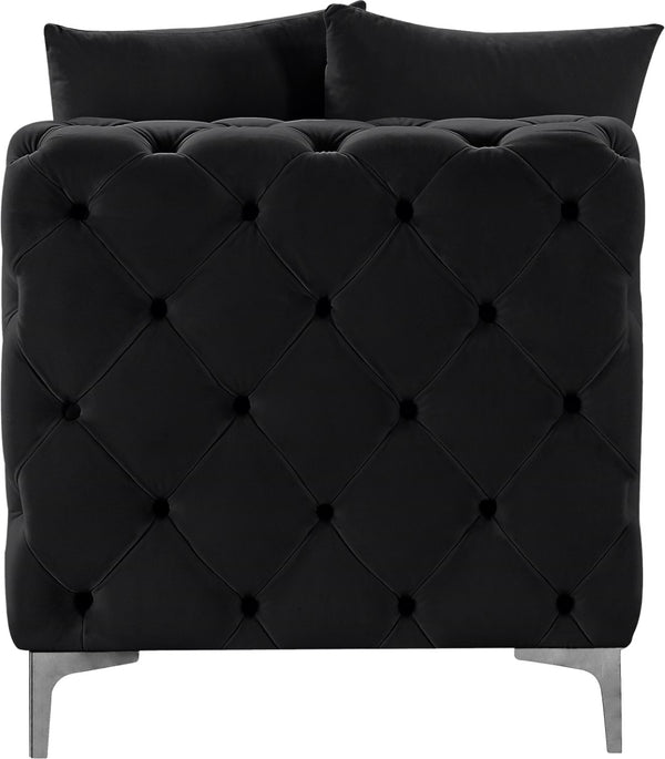 Tremblay Velvet / Engineered Wood / Metal / Foam Contemporary Black Velvet Armless Chair - 30" W x 39" D x 33" H