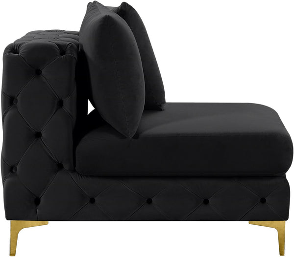 Tremblay Velvet / Engineered Wood / Metal / Foam Contemporary Black Velvet Armless Chair - 30" W x 39" D x 33" H