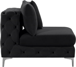 Tremblay Velvet / Engineered Wood / Metal / Foam Contemporary Black Velvet Armless Chair - 30" W x 39" D x 33" H