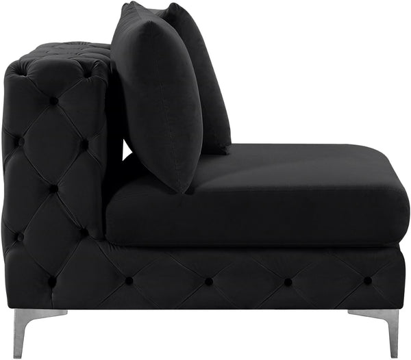 Tremblay Velvet / Engineered Wood / Metal / Foam Contemporary Black Velvet Armless Chair - 30" W x 39" D x 33" H