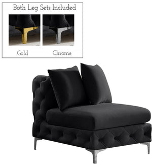 Tremblay Velvet / Engineered Wood / Metal / Foam Contemporary Black Velvet Armless Chair - 30" W x 39" D x 33" H