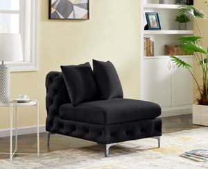 Tremblay Velvet / Engineered Wood / Metal / Foam Contemporary Black Velvet Armless Chair - 30" W x 39" D x 33" H