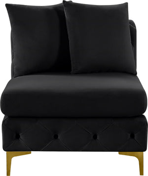 Tremblay Velvet / Engineered Wood / Metal / Foam Contemporary Black Velvet Armless Chair - 30" W x 39" D x 33" H