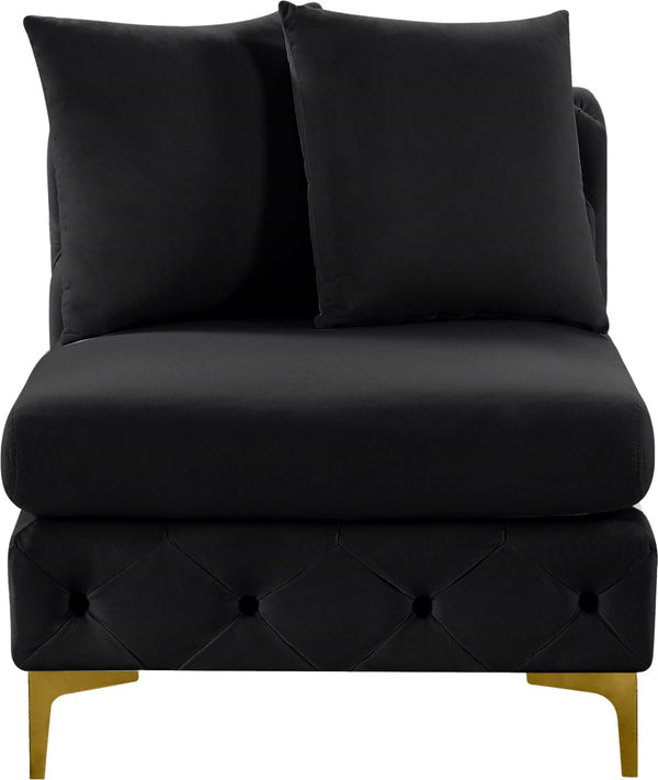 Tremblay Velvet / Engineered Wood / Metal / Foam Contemporary Black Velvet Armless Chair - 30" W x 39" D x 33" H