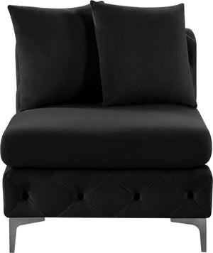 Tremblay Velvet / Engineered Wood / Metal / Foam Contemporary Black Velvet Armless Chair - 30" W x 39" D x 33" H