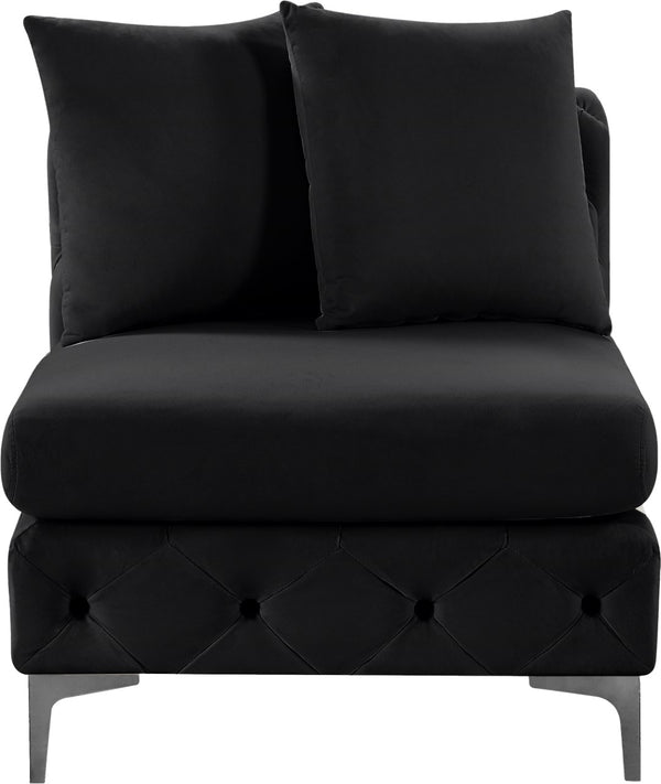 Tremblay Velvet / Engineered Wood / Metal / Foam Contemporary Black Velvet Armless Chair - 30" W x 39" D x 33" H