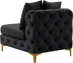 Tremblay Velvet / Engineered Wood / Metal / Foam Contemporary Black Velvet Armless Chair - 30" W x 39" D x 33" H