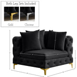 Tremblay Velvet / Engineered Wood / Metal / Foam Contemporary Black Velvet Corner Chair - 39" W x 39" D x 33" H