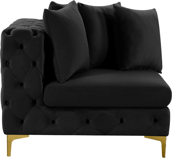 Tremblay Velvet / Engineered Wood / Metal / Foam Contemporary Black Velvet Corner Chair - 39" W x 39" D x 33" H