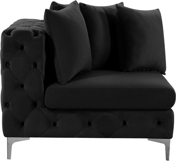 Tremblay Velvet / Engineered Wood / Metal / Foam Contemporary Black Velvet Corner Chair - 39" W x 39" D x 33" H