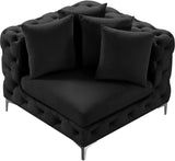 Tremblay Velvet / Engineered Wood / Metal / Foam Contemporary Black Velvet Corner Chair - 39" W x 39" D x 33" H