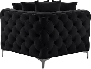 Tremblay Velvet / Engineered Wood / Metal / Foam Contemporary Black Velvet Corner Chair - 39" W x 39" D x 33" H