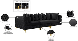 Tremblay Velvet / Engineered Wood / Metal / Foam Contemporary Black Velvet Modular Sofa - 108" W x 39" D x 33" H