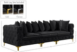 Tremblay Velvet / Engineered Wood / Metal / Foam Contemporary Black Velvet Modular Sofa - 108" W x 39" D x 33" H