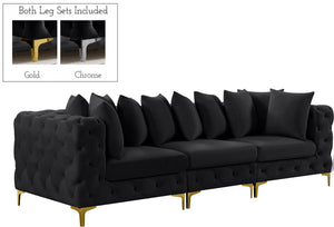 Tremblay Velvet / Engineered Wood / Metal / Foam Contemporary Black Velvet Modular Sofa - 108" W x 39" D x 33" H