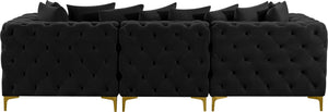 Tremblay Velvet / Engineered Wood / Metal / Foam Contemporary Black Velvet Modular Sofa - 108" W x 39" D x 33" H
