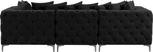 Tremblay Velvet / Engineered Wood / Metal / Foam Contemporary Black Velvet Modular Sofa - 108" W x 39" D x 33" H