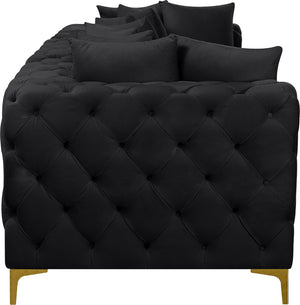 Tremblay Velvet / Engineered Wood / Metal / Foam Contemporary Black Velvet Modular Sofa - 108" W x 39" D x 33" H