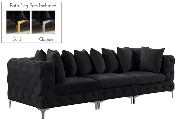 Tremblay Velvet / Engineered Wood / Metal / Foam Contemporary Black Velvet Modular Sofa - 108" W x 39" D x 33" H