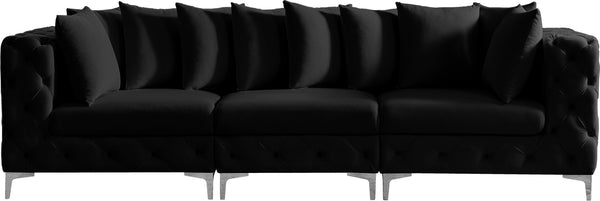 Tremblay Velvet / Engineered Wood / Metal / Foam Contemporary Black Velvet Modular Sofa - 108" W x 39" D x 33" H