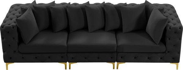Tremblay Velvet / Engineered Wood / Metal / Foam Contemporary Black Velvet Modular Sofa - 108" W x 39" D x 33" H