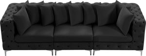 Tremblay Velvet / Engineered Wood / Metal / Foam Contemporary Black Velvet Modular Sofa - 108" W x 39" D x 33" H