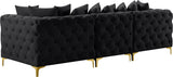 Tremblay Velvet / Engineered Wood / Metal / Foam Contemporary Black Velvet Modular Sofa - 108" W x 39" D x 33" H