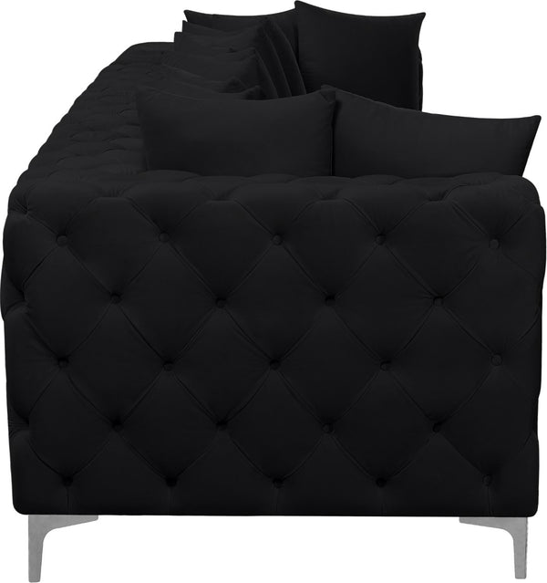Tremblay Velvet / Engineered Wood / Metal / Foam Contemporary Black Velvet Modular Sofa - 138" W x 39" D x 33" H