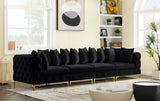 Tremblay Velvet / Engineered Wood / Metal / Foam Contemporary Black Velvet Modular Sofa - 138" W x 39" D x 33" H