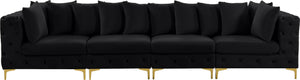 Tremblay Velvet / Engineered Wood / Metal / Foam Contemporary Black Velvet Modular Sofa - 138" W x 39" D x 33" H