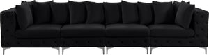 Tremblay Velvet / Engineered Wood / Metal / Foam Contemporary Black Velvet Modular Sofa - 138" W x 39" D x 33" H