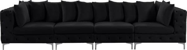 Tremblay Velvet / Engineered Wood / Metal / Foam Contemporary Black Velvet Modular Sofa - 138" W x 39" D x 33" H