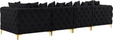 Tremblay Velvet / Engineered Wood / Metal / Foam Contemporary Black Velvet Modular Sofa - 138" W x 39" D x 33" H