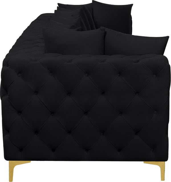 Tremblay Velvet / Engineered Wood / Metal / Foam Contemporary Black Velvet Modular Sofa - 138" W x 39" D x 33" H