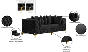 Tremblay Velvet / Engineered Wood / Metal / Foam Contemporary Black Velvet Modular Sofa - 78" W x 39" D x 33" H