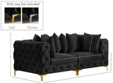 Tremblay Velvet / Engineered Wood / Metal / Foam Contemporary Black Velvet Modular Sofa - 78" W x 39" D x 33" H