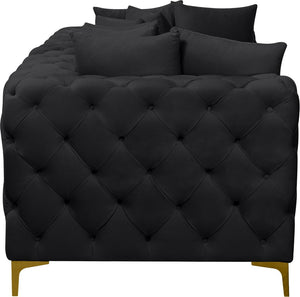 Tremblay Velvet / Engineered Wood / Metal / Foam Contemporary Black Velvet Modular Sofa - 78" W x 39" D x 33" H