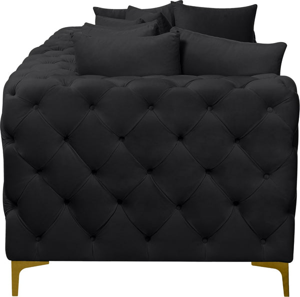 Tremblay Velvet / Engineered Wood / Metal / Foam Contemporary Black Velvet Modular Sofa - 78" W x 39" D x 33" H