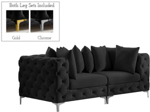 Tremblay Velvet / Engineered Wood / Metal / Foam Contemporary Black Velvet Modular Sofa - 78" W x 39" D x 33" H