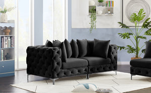 Tremblay Velvet / Engineered Wood / Metal / Foam Contemporary Black Velvet Modular Sofa - 78" W x 39" D x 33" H