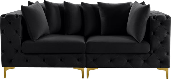 Tremblay Velvet / Engineered Wood / Metal / Foam Contemporary Black Velvet Modular Sofa - 78" W x 39" D x 33" H