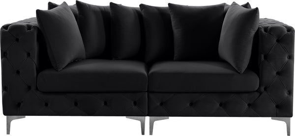 Tremblay Velvet / Engineered Wood / Metal / Foam Contemporary Black Velvet Modular Sofa - 78" W x 39" D x 33" H