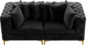 Tremblay Velvet / Engineered Wood / Metal / Foam Contemporary Black Velvet Modular Sofa - 78" W x 39" D x 33" H