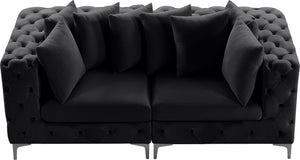 Tremblay Velvet / Engineered Wood / Metal / Foam Contemporary Black Velvet Modular Sofa - 78" W x 39" D x 33" H