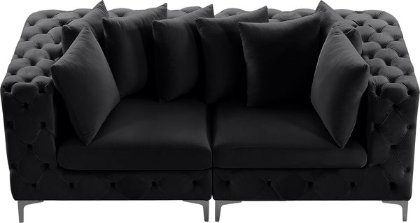 Tremblay Velvet / Engineered Wood / Metal / Foam Contemporary Black Velvet Modular Sofa - 78" W x 39" D x 33" H